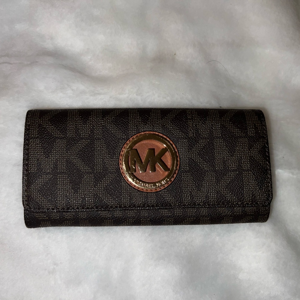Michael Kors Brown Wallet with Gold Logo
